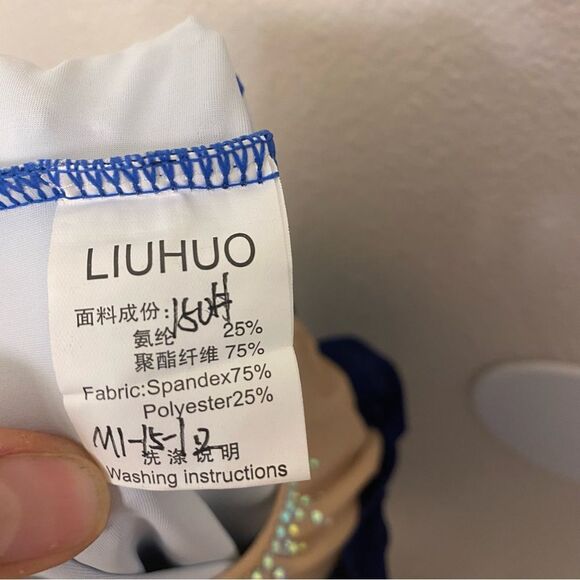 Custom solo dance ice skating ballet costume blue ombre rhinestoned dress LC - Picture 15 of 15